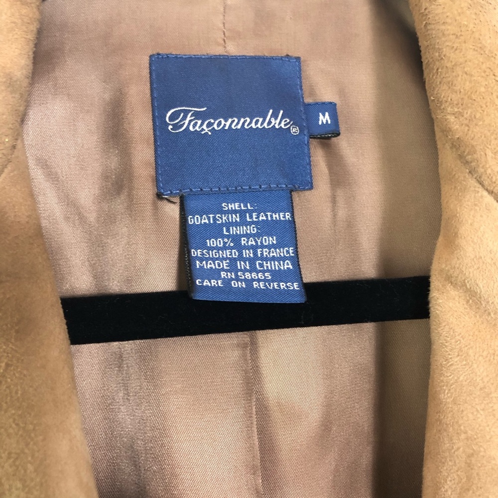 VINTAGE Tan Goatskin Leather Blazer, Size M - Picture 4 of 4